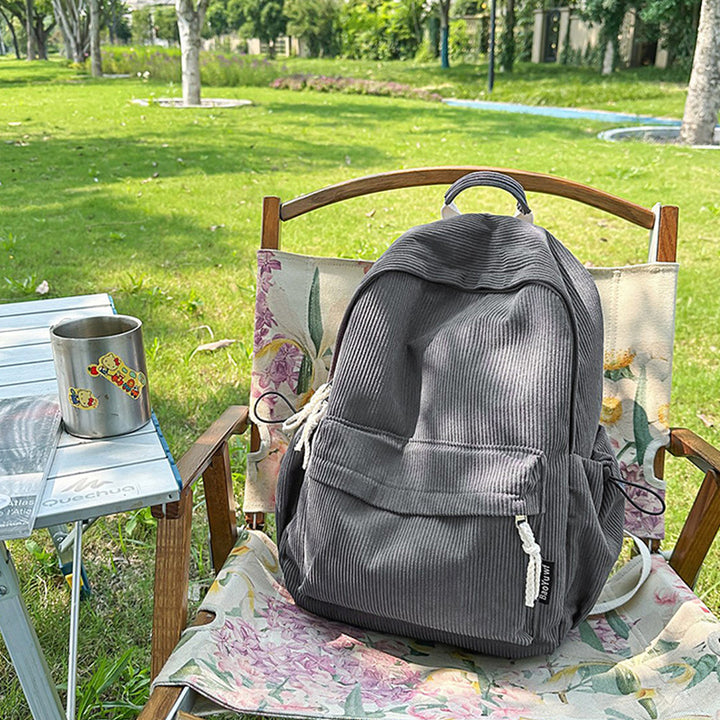 Corduroy Textured Casual Backpack Kalsten