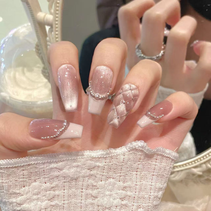 Elegant Pearled Press-On Nail Collection Kalsten