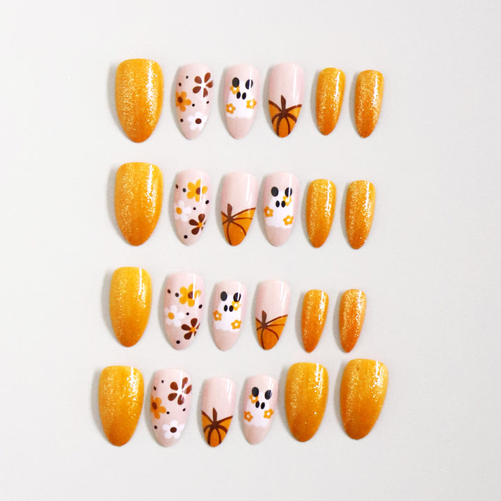 Seasonal Pumpkin-Themed Press-On Nails