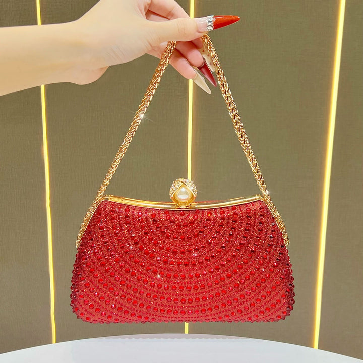 Decorative Crystal-Studded Evening Handbag