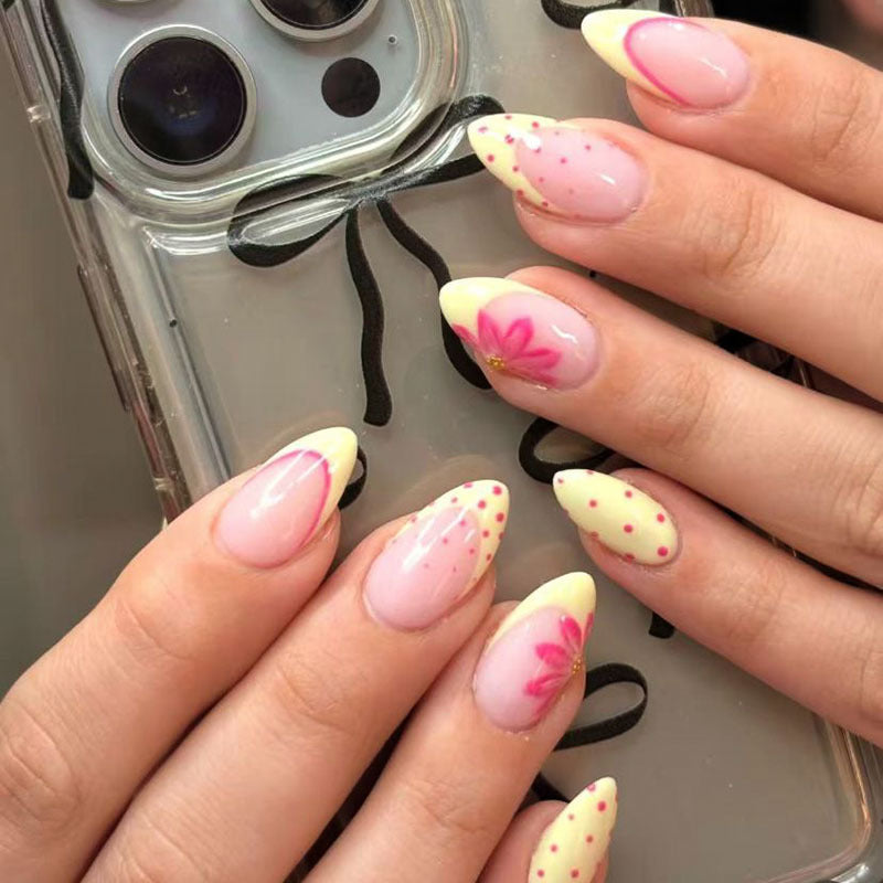 Floral-Themed Long-Stiletto Press-On Nails