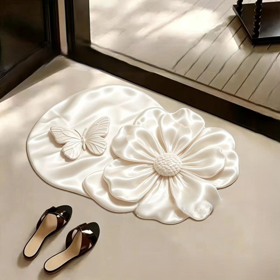 Floral Design Shaped Bath Mat