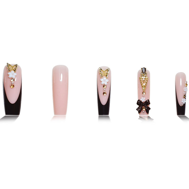 Luxurious 3D Floral Press-On Nail Art Kalsten