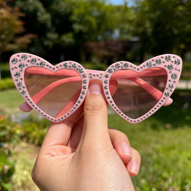 Rhinestone-Accented Heart-Shaped Sunglasses Kalsten