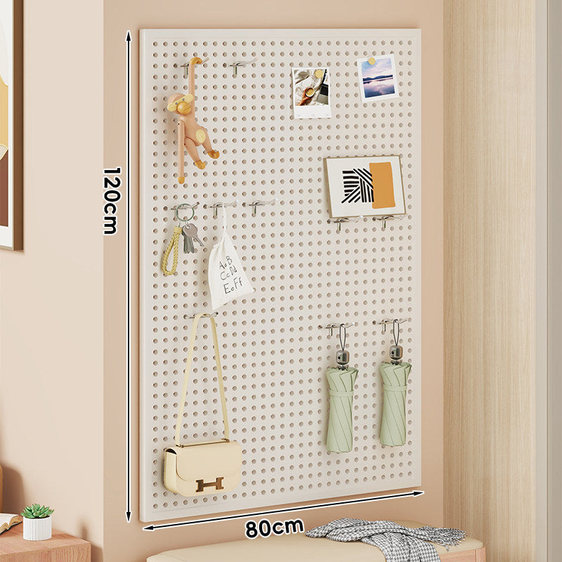 Wall-Mounted Perforated Pegboard Organizer Panel with Modular Hooks