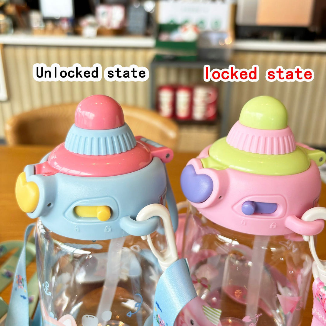 Women's transparent drinking bottle with ergonomic carrying handle and integrated straw Kalsten