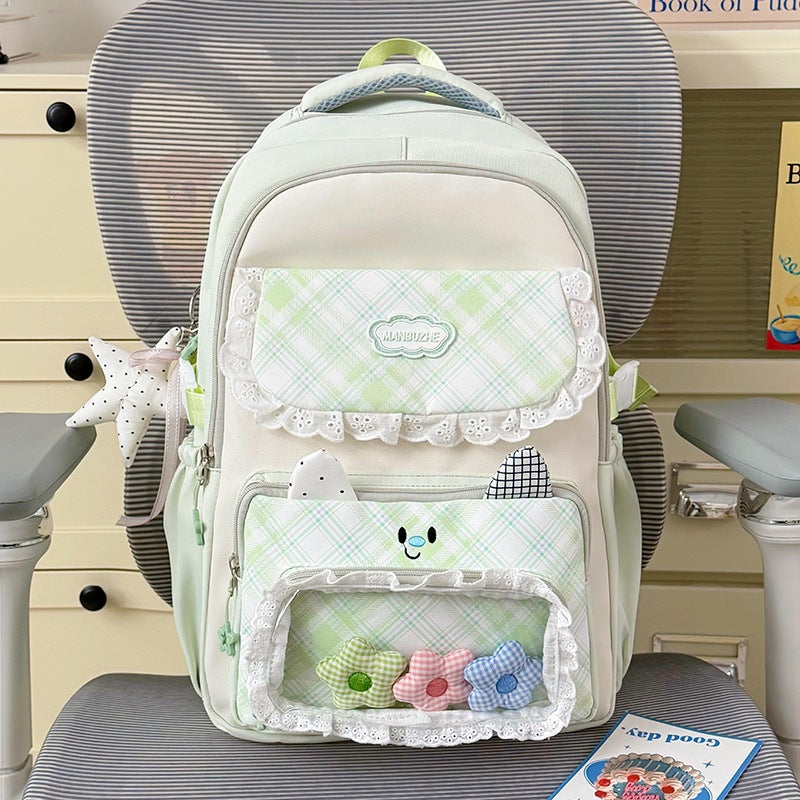 Stylish Multi-Pocket Backpack with Cute Decorative Accents Kalsten