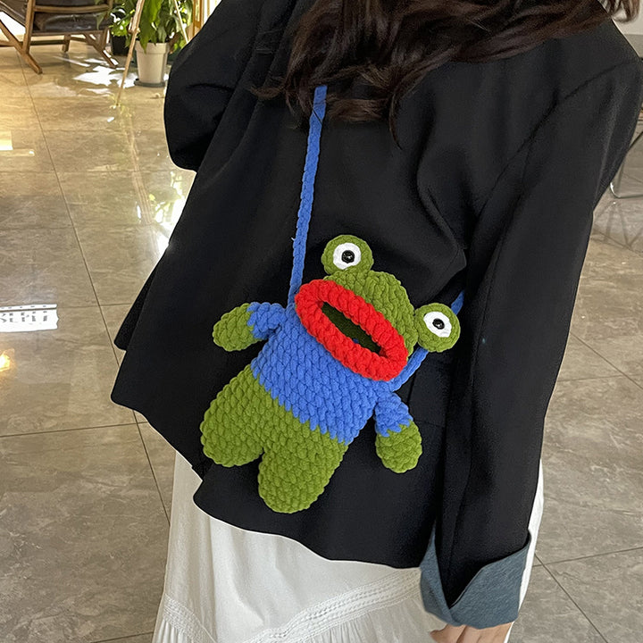 Cute Frog-Shaped Crochet Mini Backpack
