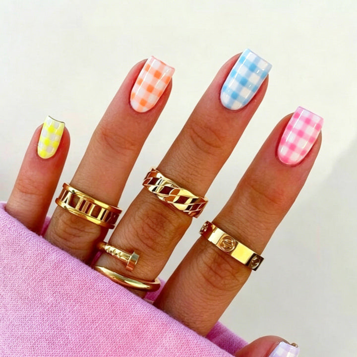 Gingham Pattern Nail Art Wraps Kalsten
