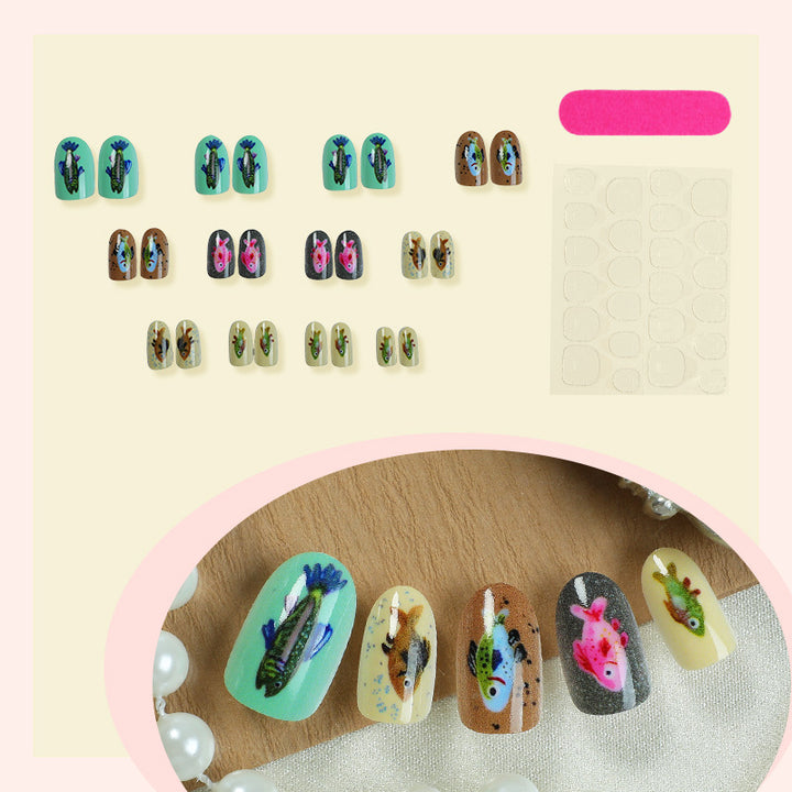 Creative nail art set with colorful animal designs Kalsten