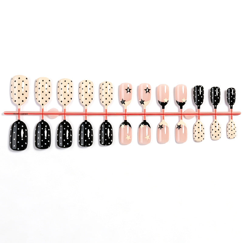 Creative Art Nail Set with Stars and Dots Design Kalsten