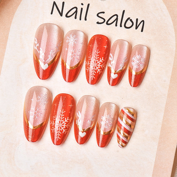 Christmas-Themed Press-On Nail Art Set 1790738580