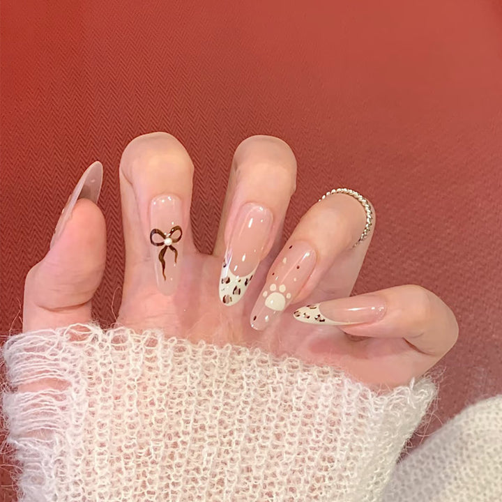 Elegant Press-On Nail Design with Rhinestone Accents Kalsten