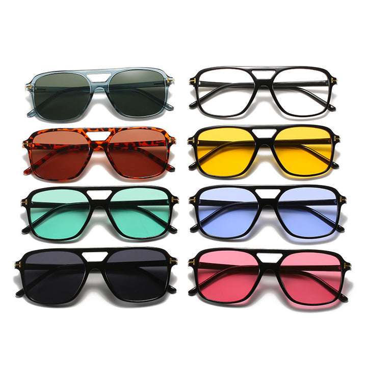 Square Frame Sunglasses with Unique Lens Cut Kalsten