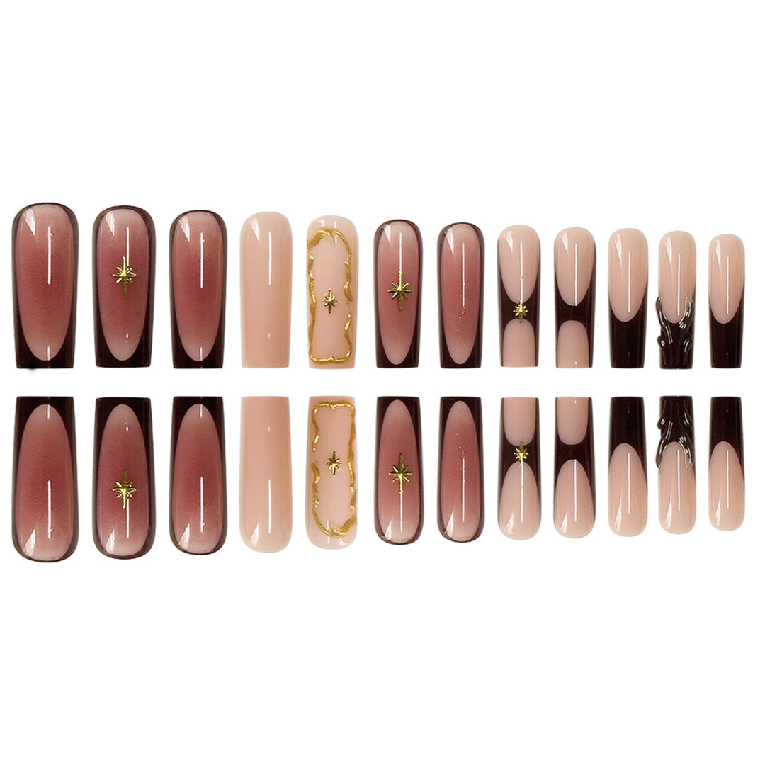 Luxurious Statement Stiletto Press-On Nails with Gold Accents Kalsten