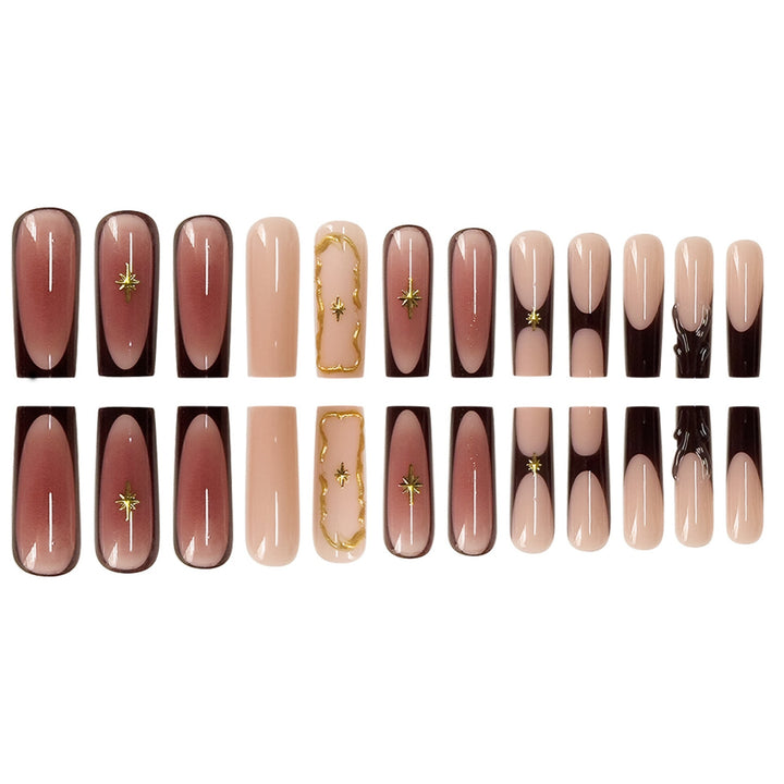 Luxurious Statement Stiletto Press-On Nails with Gold Accents Kalsten
