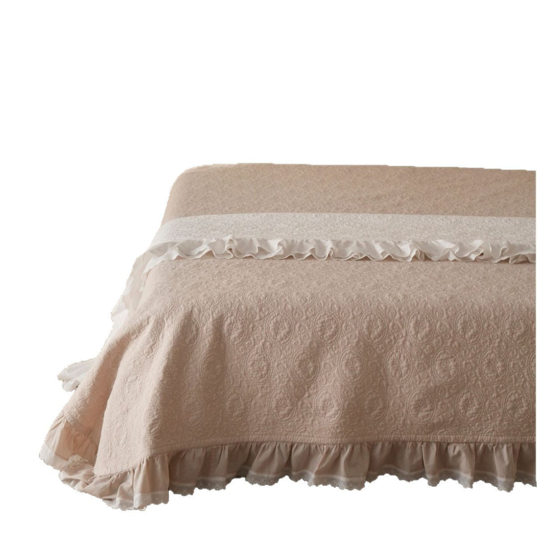 Cotton gauze bedding set with ruffles and delicate lace edge