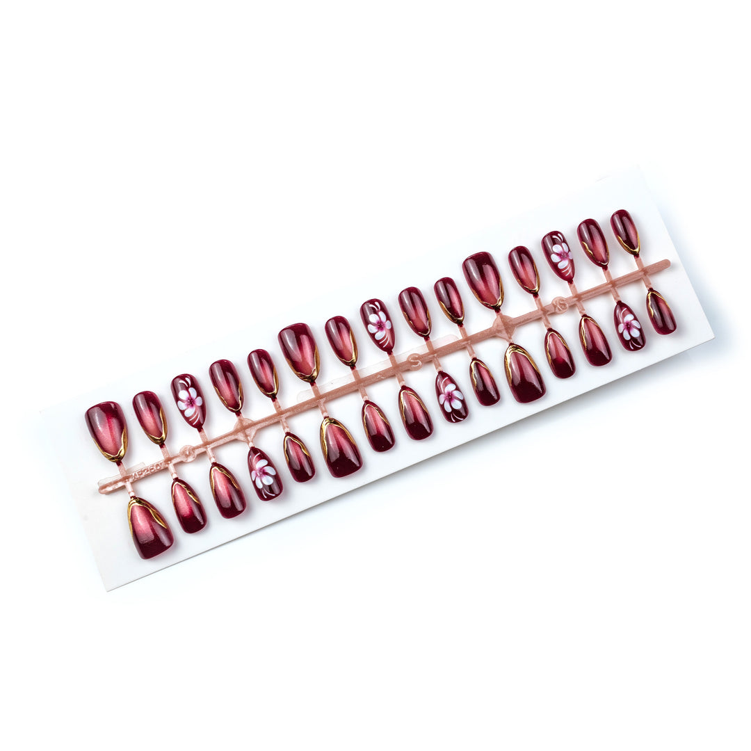 Elegant Floral Accent Press-On Nail Art Set Kalsten