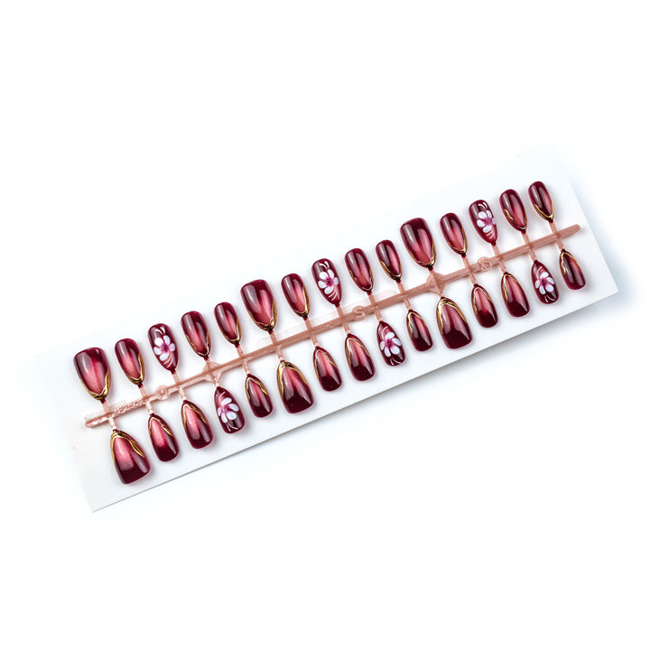 Elegant Floral Accent Press-On Nail Art Set Kalsten