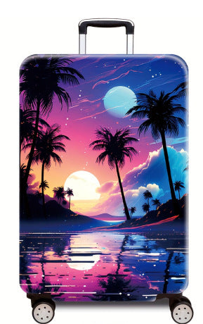 Women's Hard Shell Suitcase with Tropical Sunset Design Kalsten