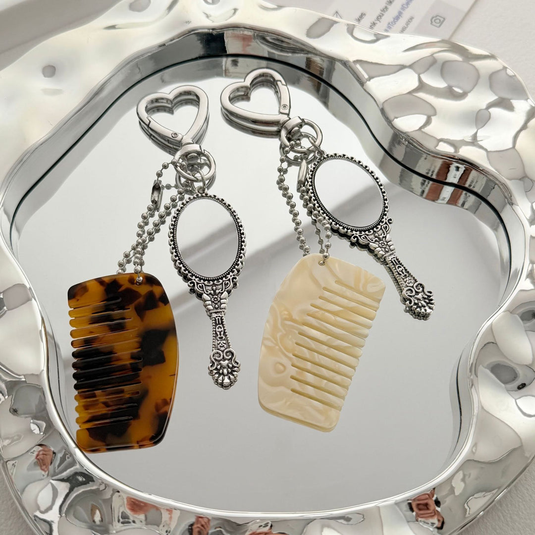 Charming Compact Mirror and Comb Keychain Kalsten