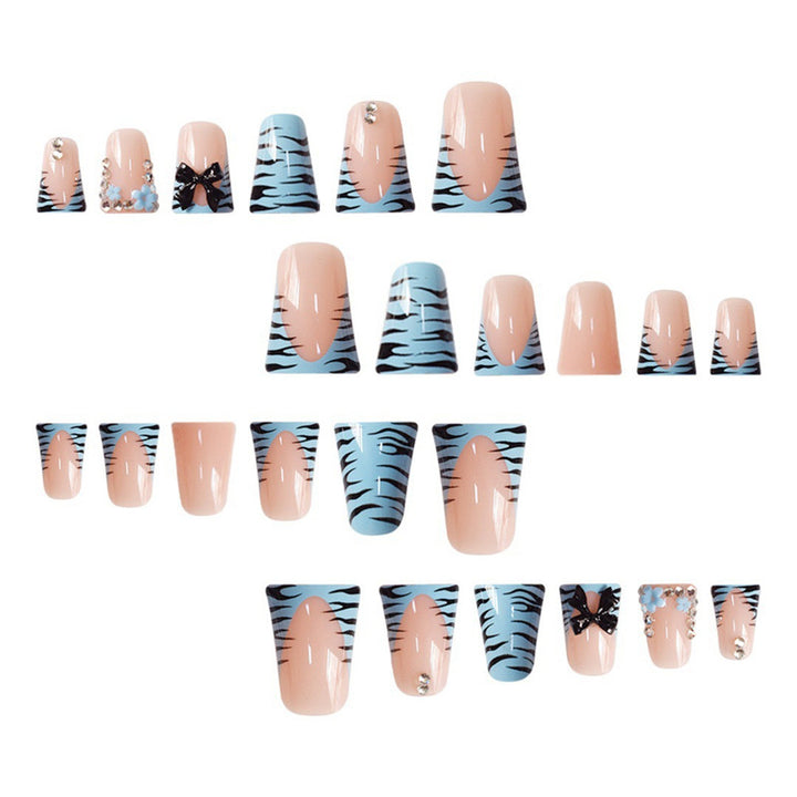 Decorative Press-On Nail Art Set with Bow and Gem Accents Kalsten