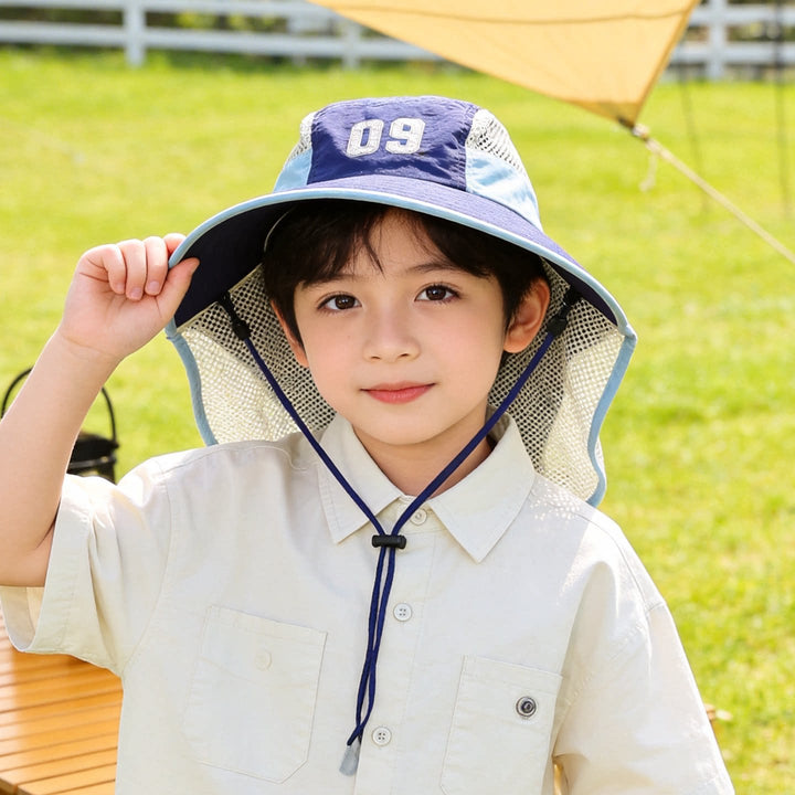 Kids' sun hat with breathable mesh neck protection and adjustable chin strap Kalsten