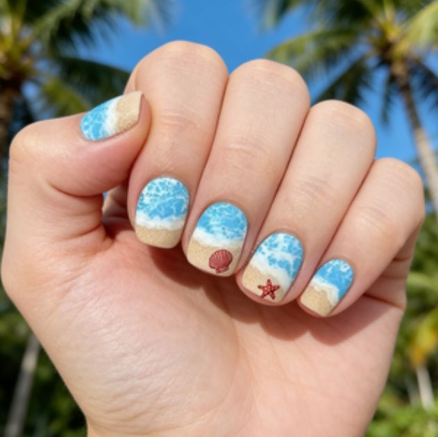 Coastal Ocean-Inspired Nail Art Kalsten