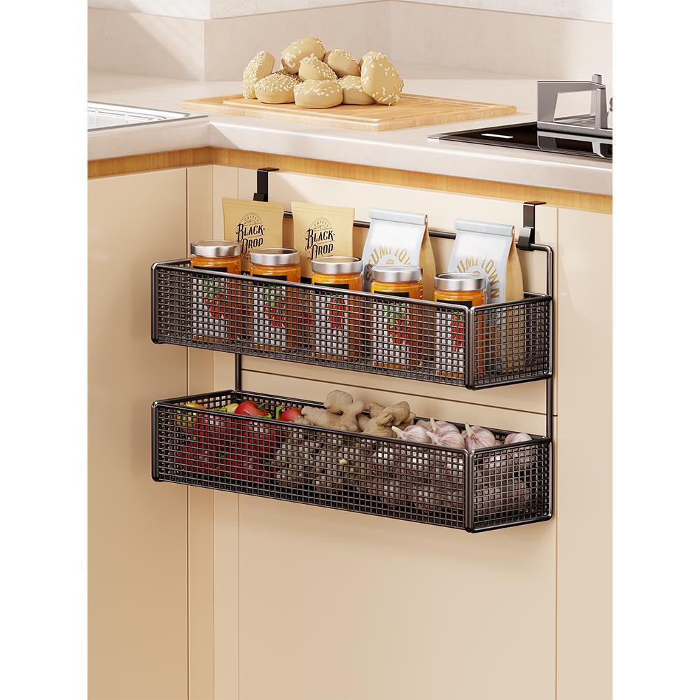 Over-Cabinet Three-Tier Mesh Hanging Pantry Organizer with Removable Baskets