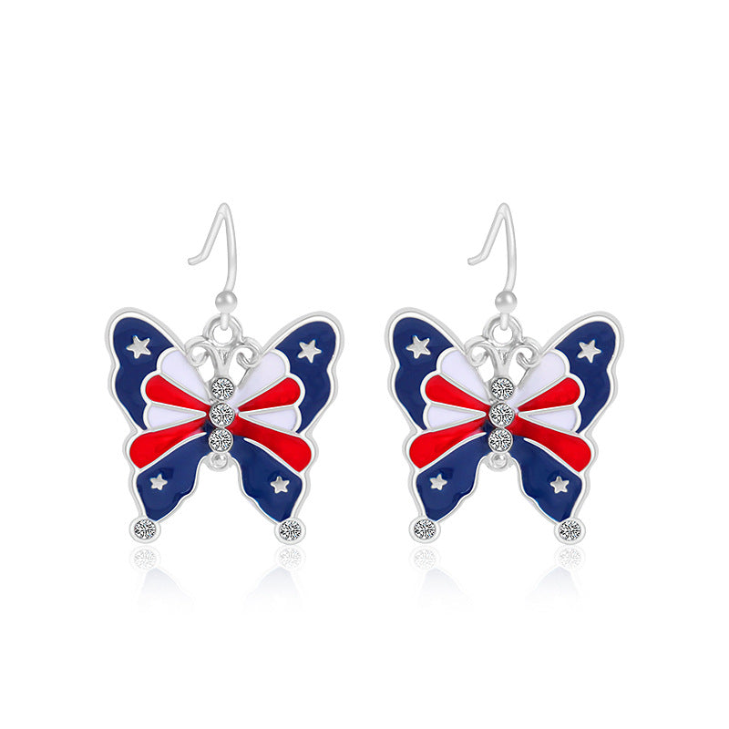Women's star-shaped enamel earrings with USA flag motif and gold-plated fish Kalsten