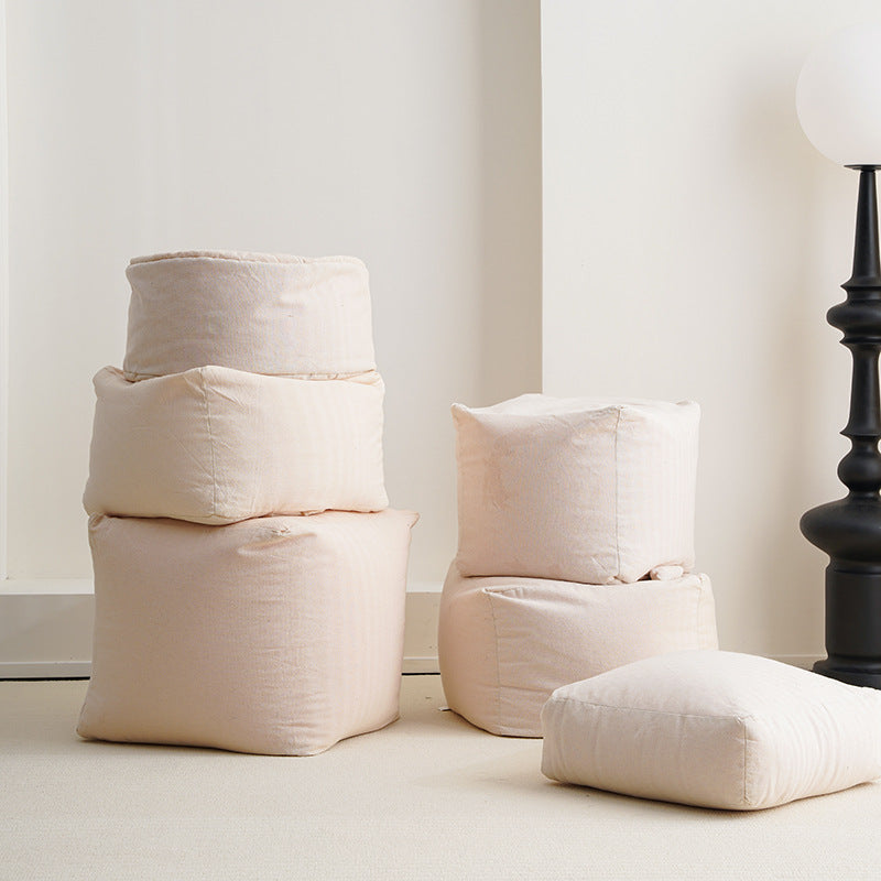 Modular floor cushion and pouf set with water-repellent microfiber cover