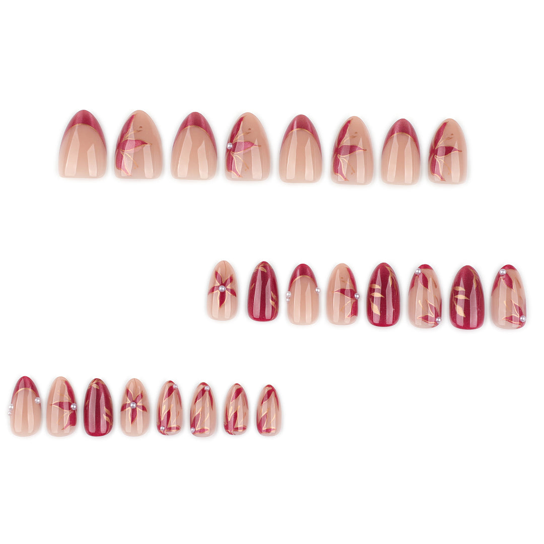 Artistic Nail Extensions with retro-inspired floral design Kalsten