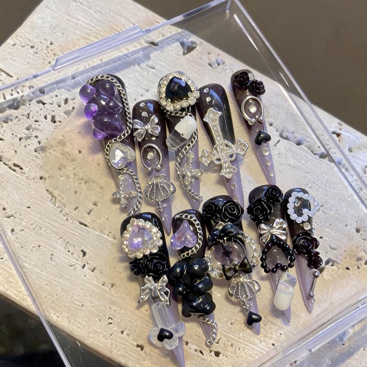 Decorative Gothic-Themed Press-On Nail Art Set