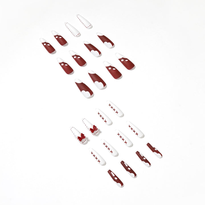 Artful stiletto nails with bow and zigzag design Kalsten