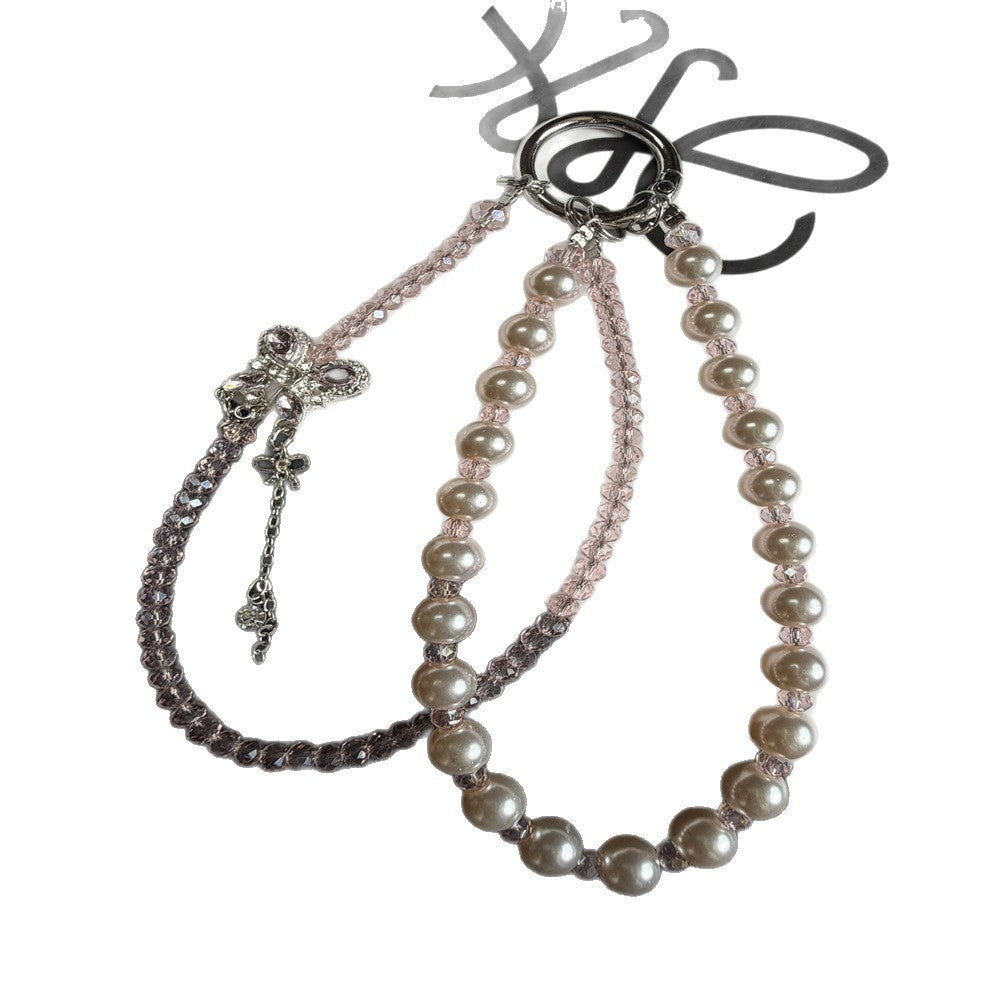 Elegant Pearl and Crystal Charm Phone Lanyard Kalsten