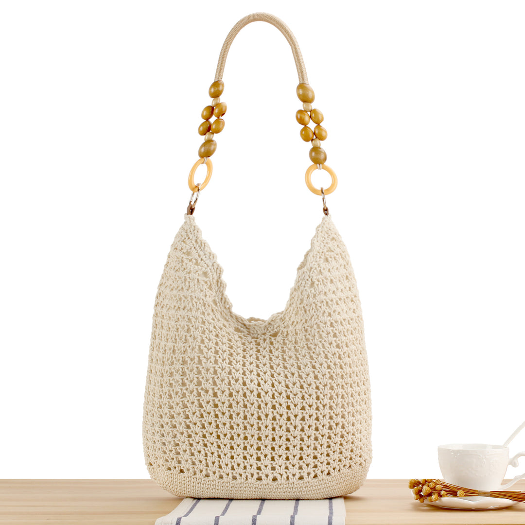 Fashionable shoulder bag with unique wooden handles Kalsten