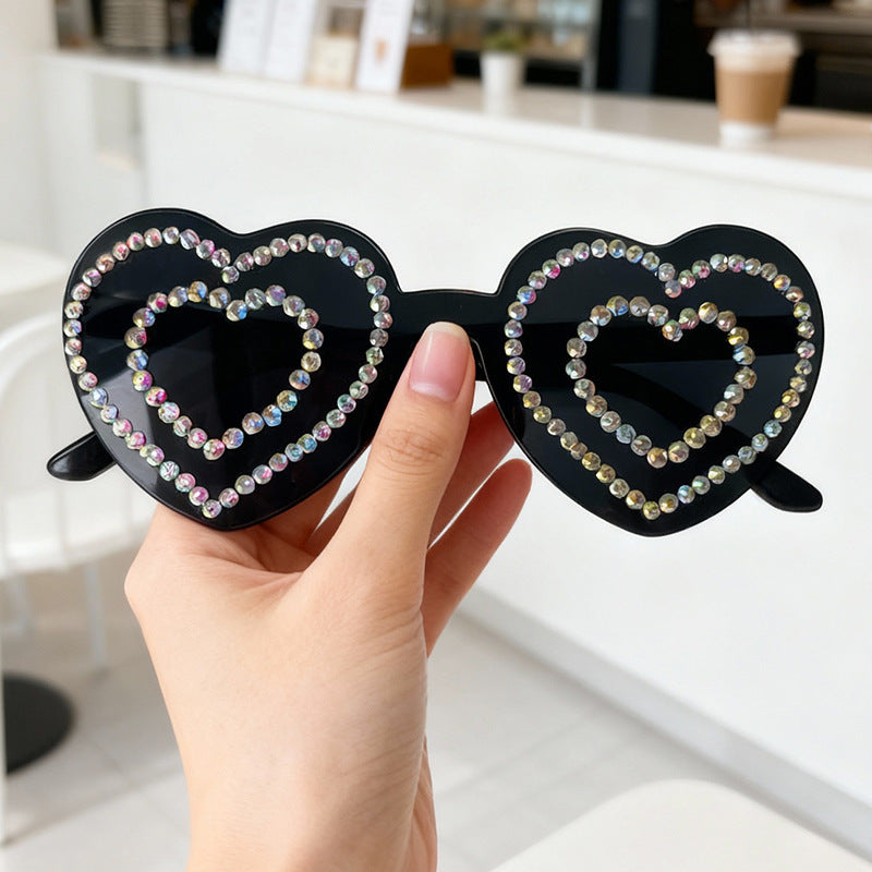 Rhinestone-Embellished Heart-Shaped Sunglasses Kalsten 1787141238