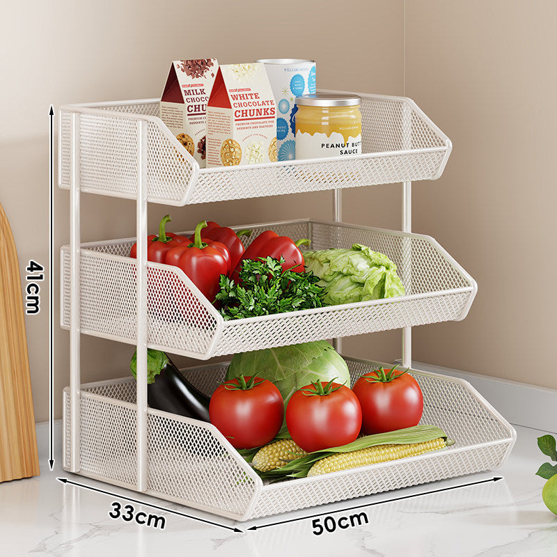Triple-Tier Metal Mesh Countertop Produce and Pantry Organizer