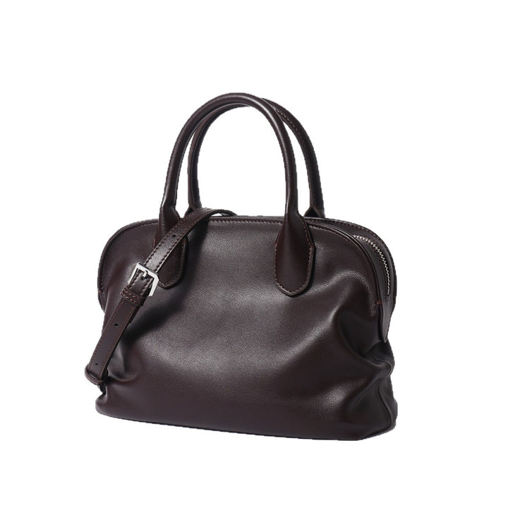 Soft Dome Satchel Handbag with Rolled Top Handles & Adjustable Detachable Shoulder Strap