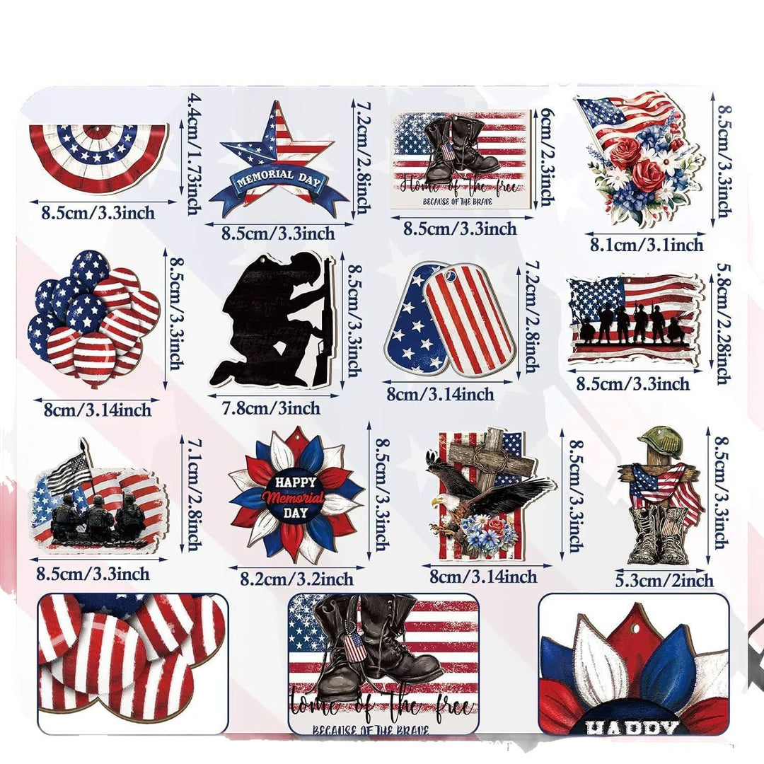 Unisex nan patriotic wooden hanging ornaments assorted Fourth of July USA cutout decorations Kalsten