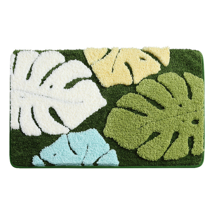 Leaf Design Plush Bathroom Mat Kalsten