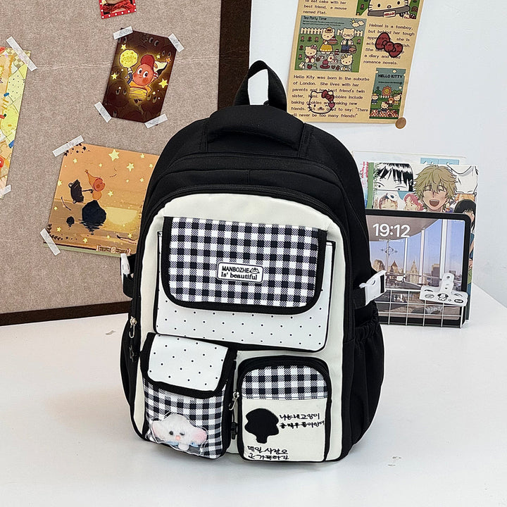 Multi-Compartment Cute Character School Backpack