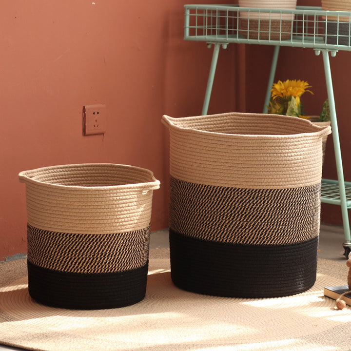 Stylish storage bucket made of woven natural material Kalsten