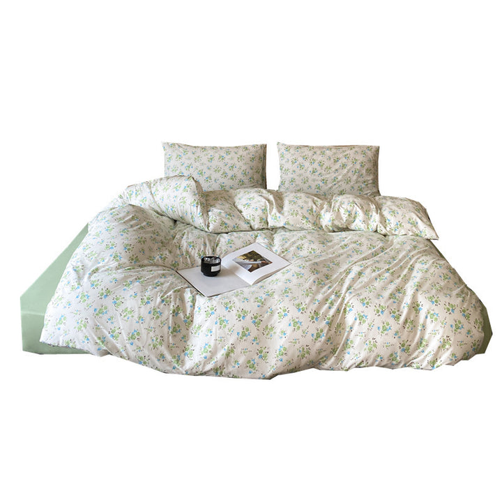 Bedding set made of cotton with delicate botanical print