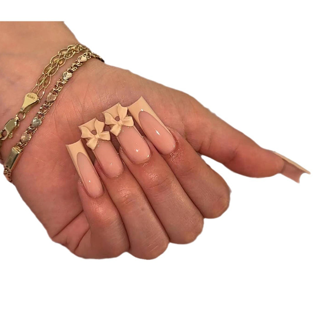 Decorative Bow Accent Acrylic Nail Extensions