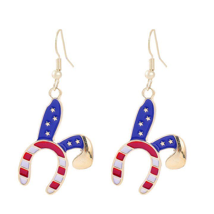 Women's nan patriotic horseshoe enamel dangle earrings with star-accented design and fishhook findings Kalsten