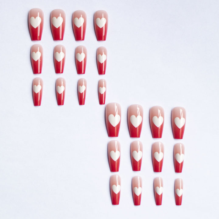Heart Design Acrylic Nail Art