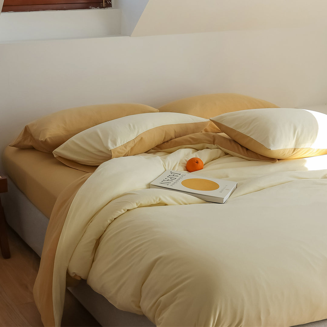 Reversible bedding set made of cotton-linen with skin-friendly, breathable structure