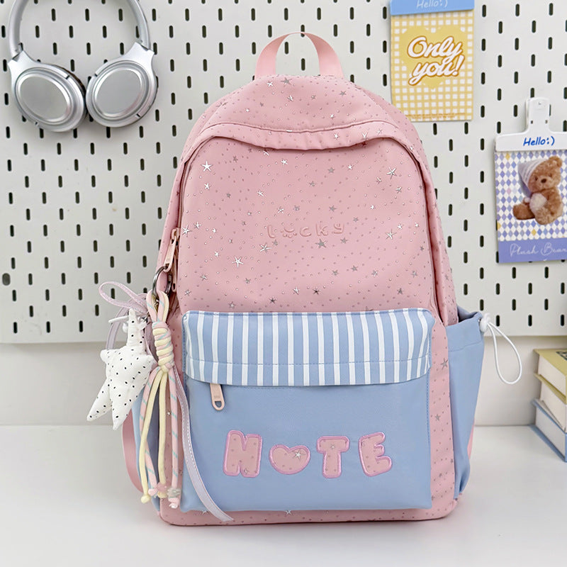 Cute Illustrated Star-Embellished Backpack Kalsten