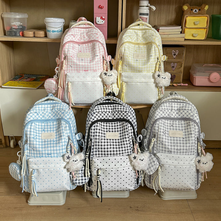 Decorative Plaid and Star Patterned Backpack Kalsten